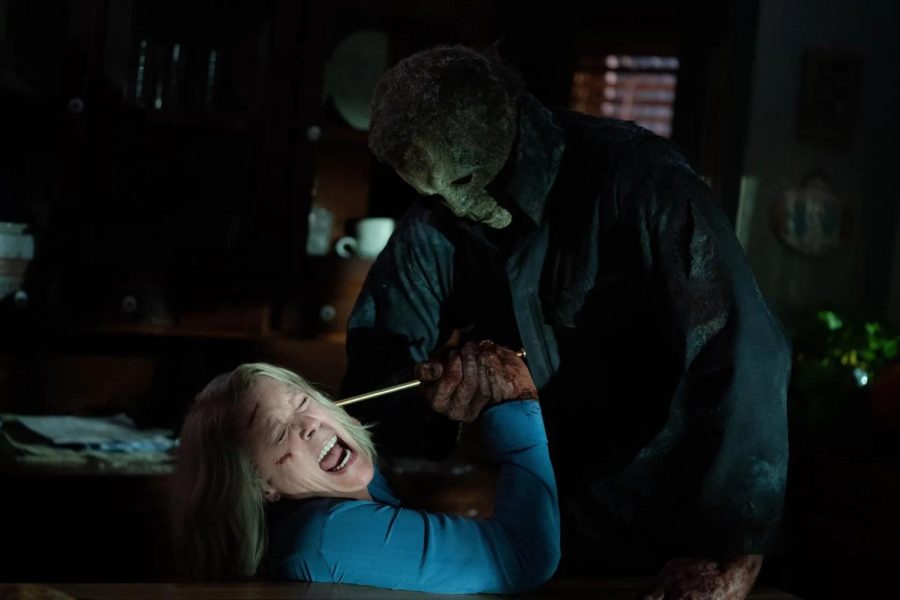 Laurie Strode (Jamie Lee Curtis) once again faces off with Michael Myers, her tormentor since 1978, in “Halloween Ends.”